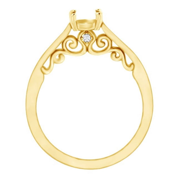 AFFY Round Cut White Natural Diamond Semi Mount Engagement Ring In 14K Solid Yellow Gold (0.02 Ct) By