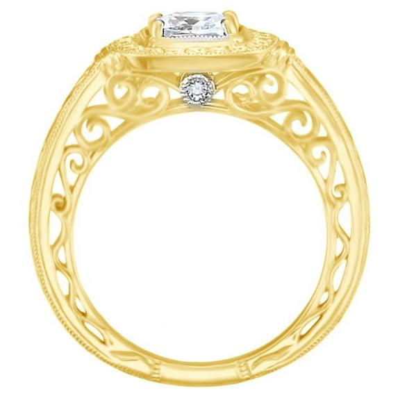 AFFY Round Cut White Natural Diamond Semi Mount Engagement Ring In 14K Solid Yellow Gold (0.2 Ct)
