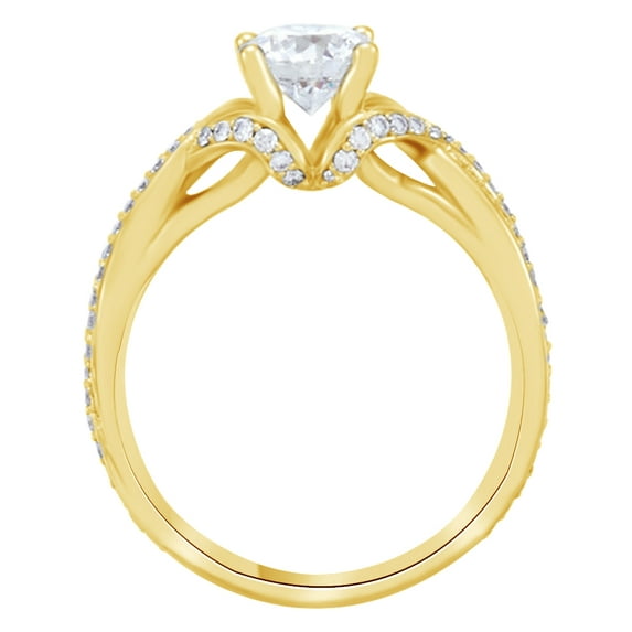 AFFY Round Cut White Natural Diamond Semi Mount Engagement Ring In 14K Solid Yellow Gold (0.33 Ct)