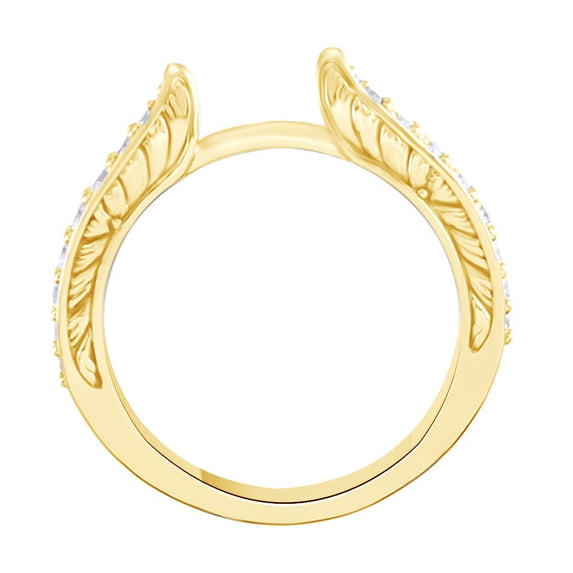 AFFY Round Cut White Natural Diamond Semi Mount Engagement Ring In 14K Solid Yellow Gold (0.37 Cttw) By