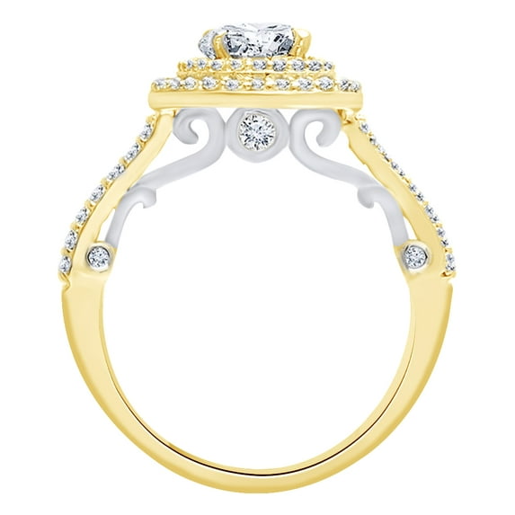 AFFY Round Cut White Natural Diamond Semi Mount Engagement Ring In 14K Solid Yellow Gold (0.62 Ct) By