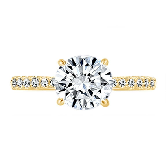 AFFY Round Cut White Natural Diamond Semi Mount Engagement Ring In 14k Solid Yellow Gold (I-J Color, I2-I3 Clarity, 0.26 Cttw) Ring Size-8.5