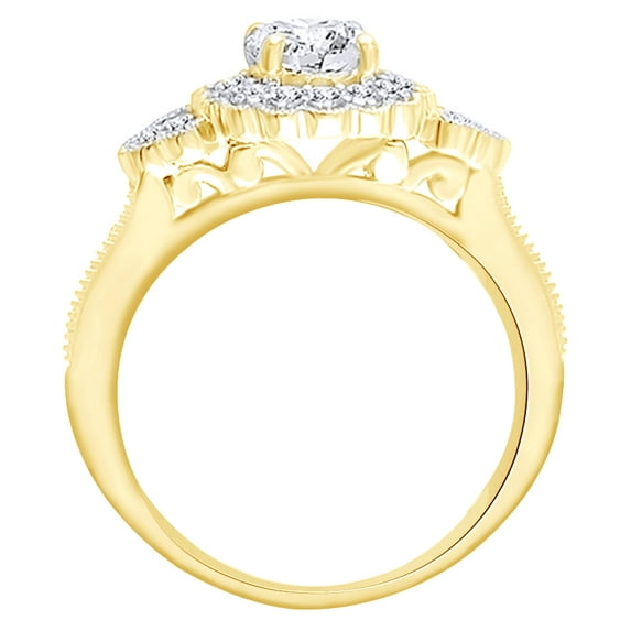 AFFY Round Cut White Natural Diamond Semi Mount Wedding Ring In 14K Solid Yellow Gold (0.5 Ct)