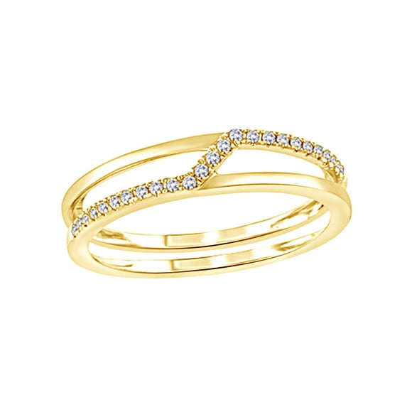 AFFY Round Cut White Natural Diamond Slant Split Shank Ring in 10k Yellow Gold By