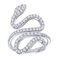 thumbnail image 1 of AFFY Round Cut White Natural Diamond Snake Ring in 10K White Gold (1 cttw), 1 of 1