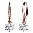 thumbnail image 1 of AFFY Round Cut White Natural Diamond Solitaire Drop Dangle Earrings In 14K Solid Rose Gold (1 Ct), 1 of 1