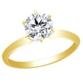 thumbnail image 1 of AFFY Round Cut White Natural Diamond Solitaire Engagement Ring In 14K Solid Yellow Gold, 1 of 1