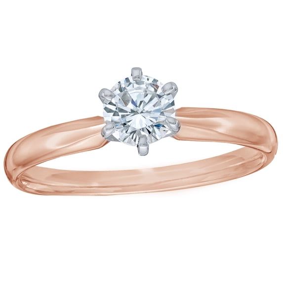 AFFY Round Cut White Natural Diamond Solitaire Engagement Ring in 14K Rose Gold (0.5 cttw)