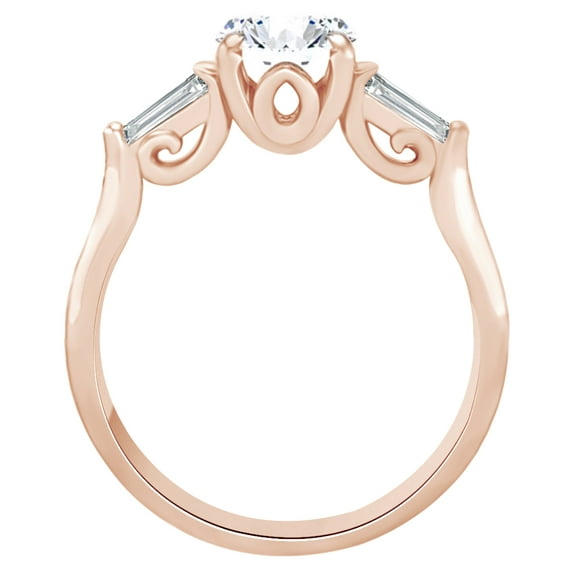 AFFY Round Cut White Natural Diamond Solitaire Engagement Wedding Ring In 14K Solid Rose Gold (0.62 Ct)