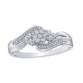 thumbnail image 1 of Round Cut White Natural Diamond Split Shank Flower Promise Ring in 10k White Gold (0.2 Cttw), 1 of 1