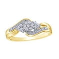 thumbnail image 1 of Round Cut White Natural Diamond Split Shank Flower Promise Ring in 10k Yellow Gold (0.2 Cttw), 1 of 1