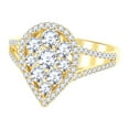 thumbnail image 1 of AFFY Round Cut White Natural Diamond Split shank Engagement Ring In 14k Solid Yellow Gold (1.33 cttw) Ring Size-5, 1 of 1