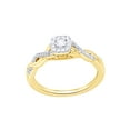thumbnail image 1 of Round Cut White Natural Diamond Square Frame Split Shank Ring in 10k Yellow Gold (0.2 Cttw), 1 of 1