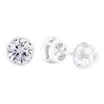 AFFY Round Cut White Natural Diamond Stud Earrings In 14k White Gold