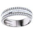 thumbnail image 1 of AFFY Round Cut White Natural Diamond Three Row Band Ring In 14K Solid White Gold (1.12 Ct), Size-11, 1 of 1