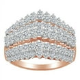 thumbnail image 1 of AFFY Round Cut White Natural Diamond Three Row Cocktail Ring In 10k Solid Rose Gold (2 cttw), 1 of 1