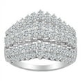 thumbnail image 1 of AFFY Round Cut White Natural Diamond Three Row Cocktail Ring In 10k Solid White Gold (2 cttw), 1 of 1