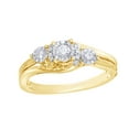 thumbnail image 1 of Round Cut White Natural Diamond Three Stone Bypass Ring in 10k Yellow Gold (0.12 Cttw), 1 of 1