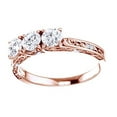 thumbnail image 1 of AFFY Round Cut White Natural Diamond Three Stone Engagement Ring In 14K Solid Rose Gold (0.87 Ct), Size-9, 1 of 1