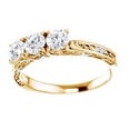 thumbnail image 1 of AFFY Round Cut White Natural Diamond Three Stone Engagement Ring In 14K Solid Yellow Gold (0.87 Ct), Size-11, 1 of 1