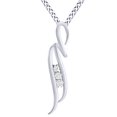 thumbnail image 1 of AFFY Round Cut White Natural Diamond Three Stone Fashion Pendant Necklace In 14k White Gold, 1 of 1