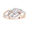 thumbnail image 1 of Round Cut White Natural Diamond Three Stone Open Wave Ring in 10k Rose Gold (0.25 Cttw), 1 of 1