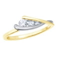 thumbnail image 1 of AFFY Round Cut White Natural Diamond Three Stone Slant Ring in 10k Yellow Gold (0.2 Cttw) By, 1 of 1