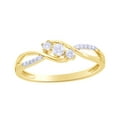 thumbnail image 1 of Round Cut White Natural Diamond Three Stone Twist Engagement Ring in 10k Yellow Gold (0.2 Cttw), 1 of 1