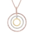 thumbnail image 1 of AFFY Round Cut White Natural Diamond Three Tone Circle Pendant Necklace In 14k Rose Gold (0.75 Cttw), 1 of 1