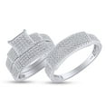 thumbnail image 1 of AFFY Round Cut White Natural Diamond Trio Engagement Wedding Band Ring Set In 10K White Gold, Ring Size-8, 1 of 8