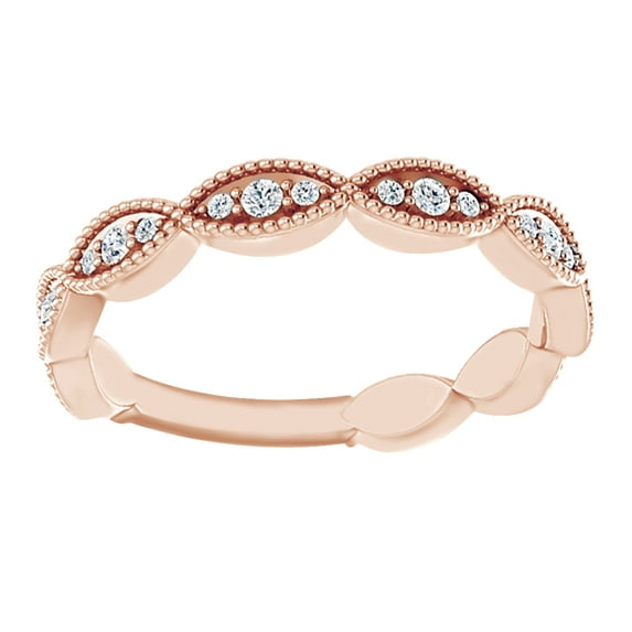AFFY Round Cut White Natural Diamond Twist Anniversary Band Ring In 14K Solid Rose Gold (0.2 Ct)