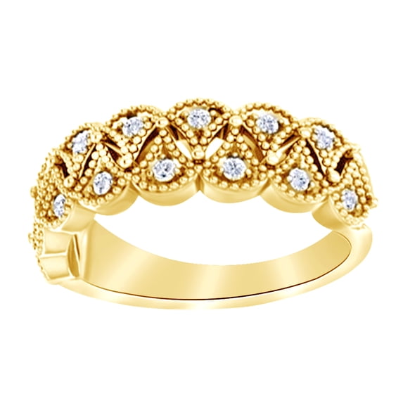 AFFY Round Cut White Natural Diamond Twist Band Ring In 14k Solid Yellow Gold (0.16 Ct),Ring Size-8