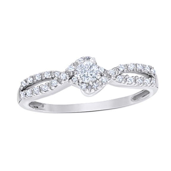 Round Cut White Natural Diamond Twist Shank Promise Ring in 10k White Gold (0.25 Cttw)