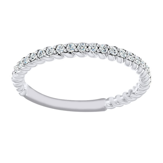AFFY Round Cut White Natural Diamond Twisted Anniversary Band Ring In 14K Solid White Gold (0.25 Ct) By