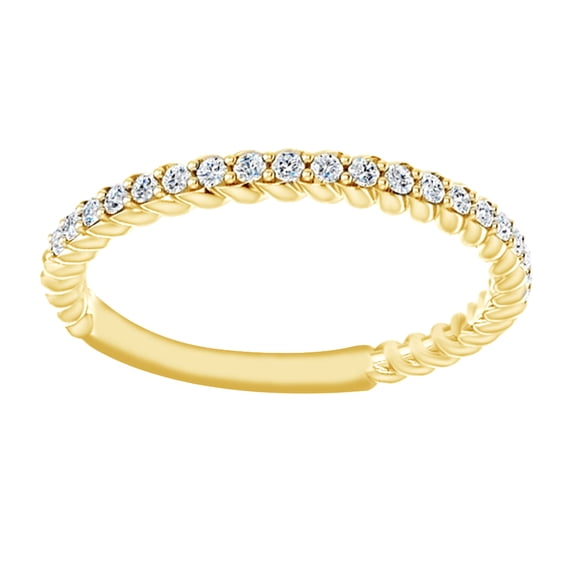 AFFY Round Cut White Natural Diamond Twisted Anniversary Band Ring In 14K Solid Yellow Gold (0.25 Ct)