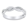 thumbnail image 1 of AFFY Round Cut White Natural Diamond Twisted Engagement Band Ring In 14K Solid White Gold (0.12 Ct), 1 of 1