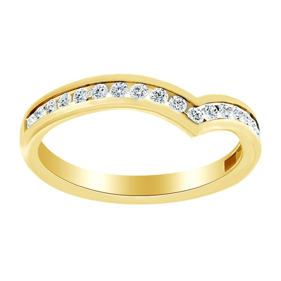 AFFY Round Cut White Natural Diamond V Contour Band Ring In 14K Solid Yellow Gold (0.33 Ct)