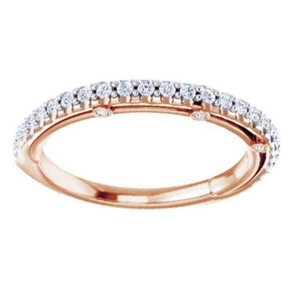 AFFY Round Cut White Natural Diamond Vintage Band Ring In 14K Solid Rose Gold (0.25 Ct), Size-12.5