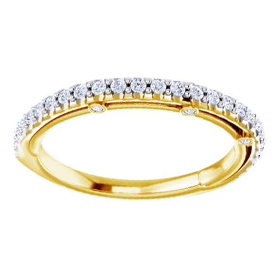 AFFY Round Cut White Natural Diamond Vintage Band Ring In 14K Solid Yellow Gold (0.25 Ct), Size-8