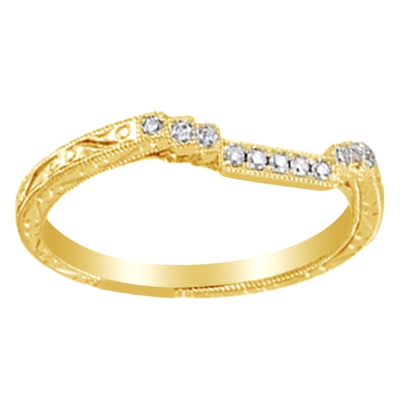 AFFY Round Cut White Natural Diamond Vintage Engagement Band Ring In 14K Solid Yellow Gold (0.07 Ct) By