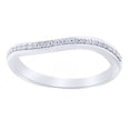 thumbnail image 1 of Round Cut White Natural Diamond Wave Band Ring In 14k Solid White Gold (0.12 Ct),Ring Size-12, 1 of 1