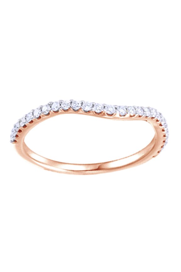 Round Cut White Natural Diamond Wave Style Engagement Ring In 14K Solid Rose Gold (0.25 Cttw)