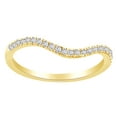 thumbnail image 1 of AFFY Round Cut White Natural Diamond Wavy Band Ring In 14K Solid Yellow Gold (0.16 Ct), 1 of 1