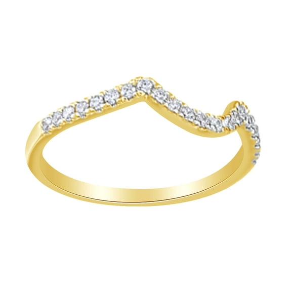 AFFY Round Cut White Natural Diamond Wedding Band Ring In 14K Solid Yellow Gold (0.2 Ct)