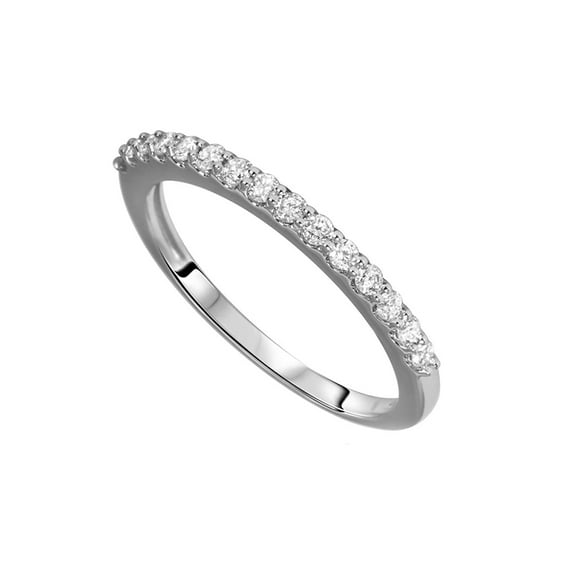 AFFY Round Cut White Natural Diamond Wedding Band in 10k White Gold (1/3 Cttw) By