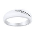 thumbnail image 1 of AFFY Round Cut White Natural Diamond Wedding Men's Band Ring In 14K Solid White Gold (0.1 Ct), 1 of 1