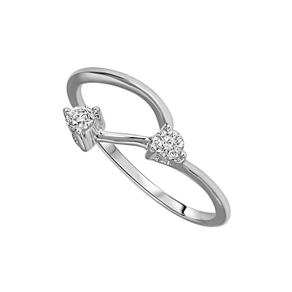 Round Cut White Natural Diamond Wedding Ring in 10k White Gold (1/5 Cttw)