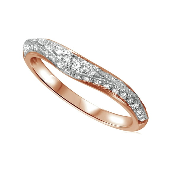 Round Cut White Natural Diamond Women's Wedding Ring in 10k Rose Gold (1/3 Cttw)