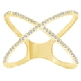 thumbnail image 1 of AFFY Round Cut White Natural Diamond X Fashion Loop Ring In 14K Solid Yellow Gold, 1 of 1