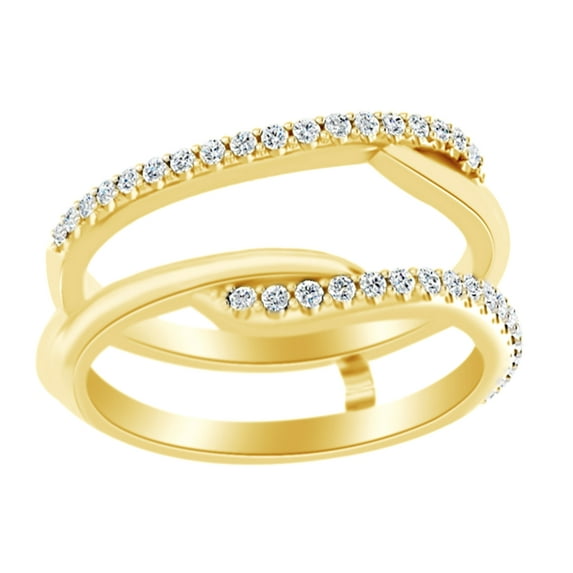 AFFY Round Cut White Natural Diamondpass Enhancer Guard Ring In 14K Solid Yellow Gold (0.25 Ct)